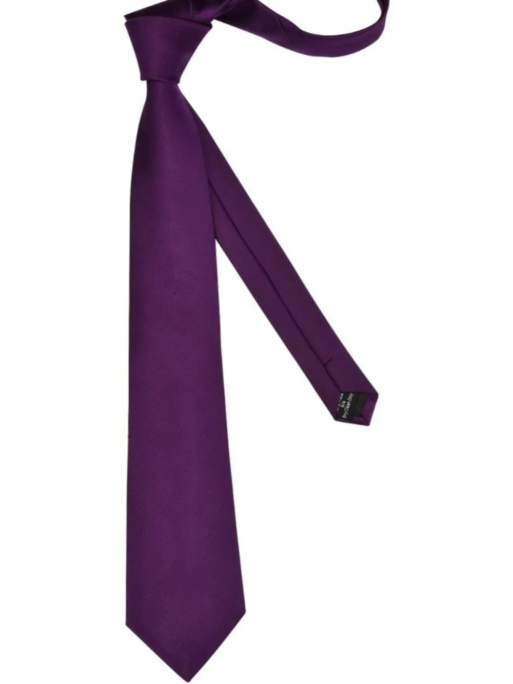 Men Dark Purple Solid Twill Textured Woven Silk Formal Necktie For Wedding Dress